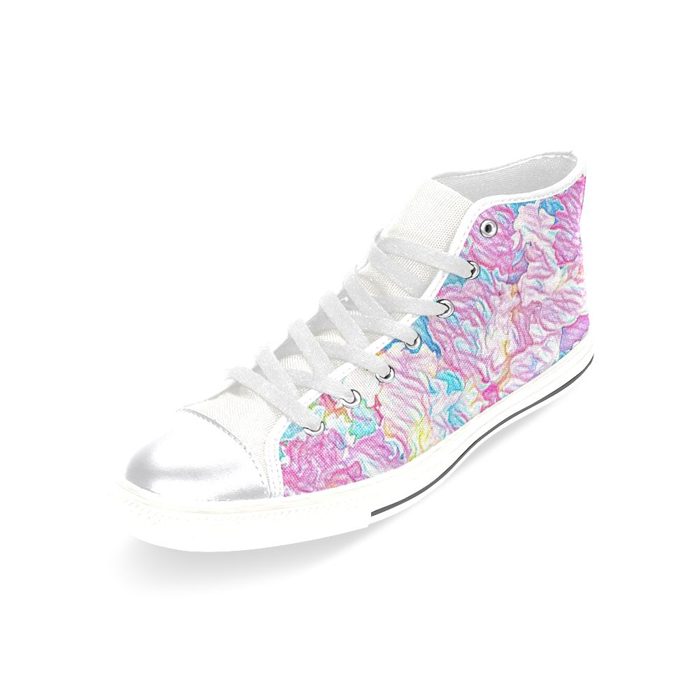 Flower Colors Abtract Women's Classic High Top Canvas Shoes (Model 017)