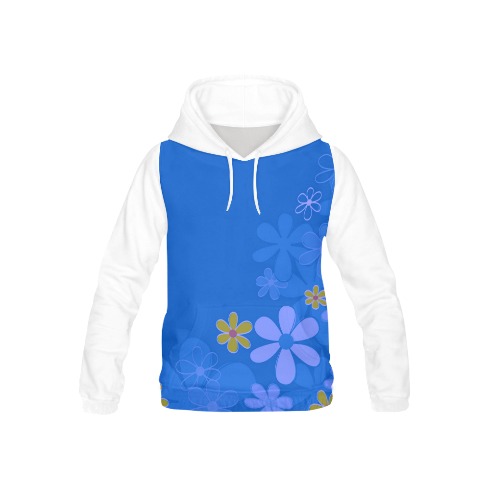 Designers kids hoodie with Flowers / blue, white All Over Print Hoodie for Kid (USA Size) (Model H13)
