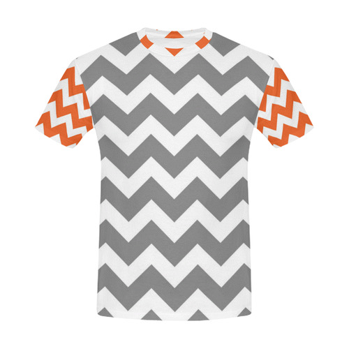 Designers t-shirt : ZIG ZAG STRIPES / grey, orange All Over Print T-Shirt for Men (USA Size) (Model T40)