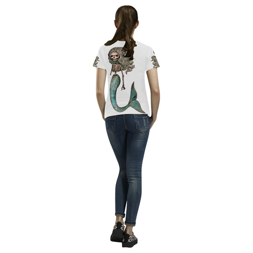 Creepy Carla skeleton mermaid All Over Print T-Shirt for Women (USA Size) (Model T40)
