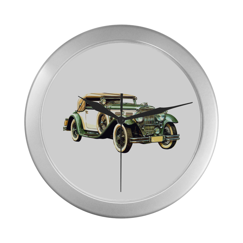 old-car Silver Color Wall Clock