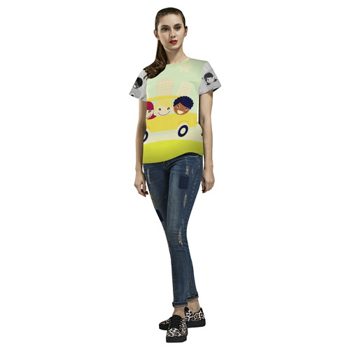 DESIGNERS All over print t-shirt : School bus All Over Print T-Shirt for Women (USA Size) (Model T40)