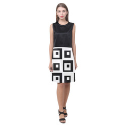 Black & White Cubes Eos Women's Sleeveless Dress (Model D01)