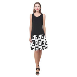Black & White Cubes Sleeveless Splicing Shift Dress(Model D17)