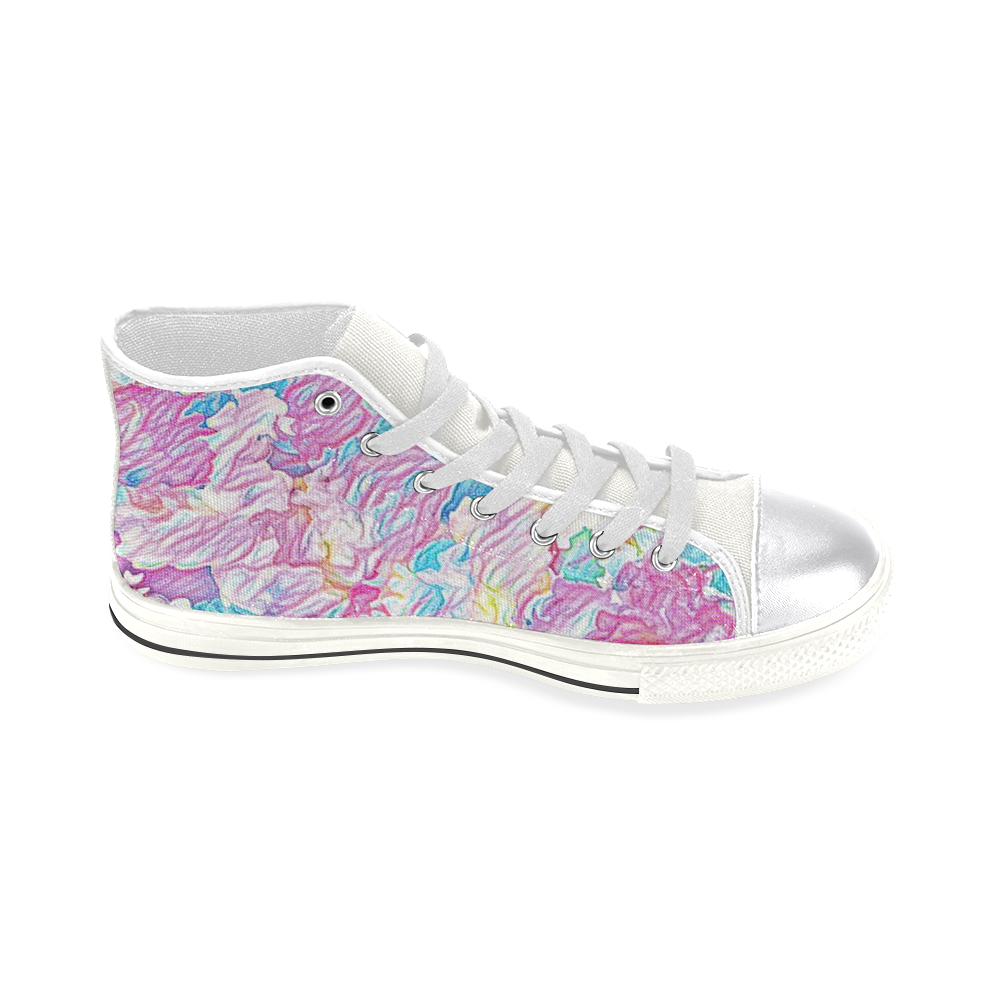 Flower Colors Abtract Women's Classic High Top Canvas Shoes (Model 017)