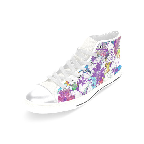 Lilac Lillis Abtract Splash Women's Classic High Top Canvas Shoes (Model 017)