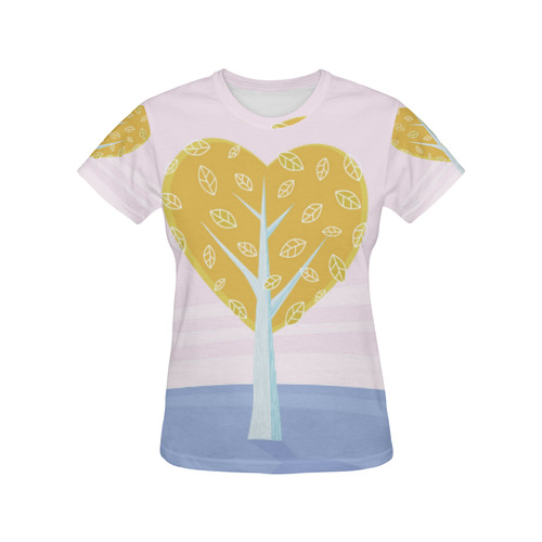 WOMAN ALL OVER PRINT TSHIRT : Romance tree All Over Print T-Shirt for Women (USA Size) (Model T40)