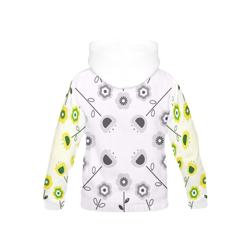 Designers kids Hoodie : Yellow folk flowers All Over Print Hoodie for Kid (USA Size) (Model H13)