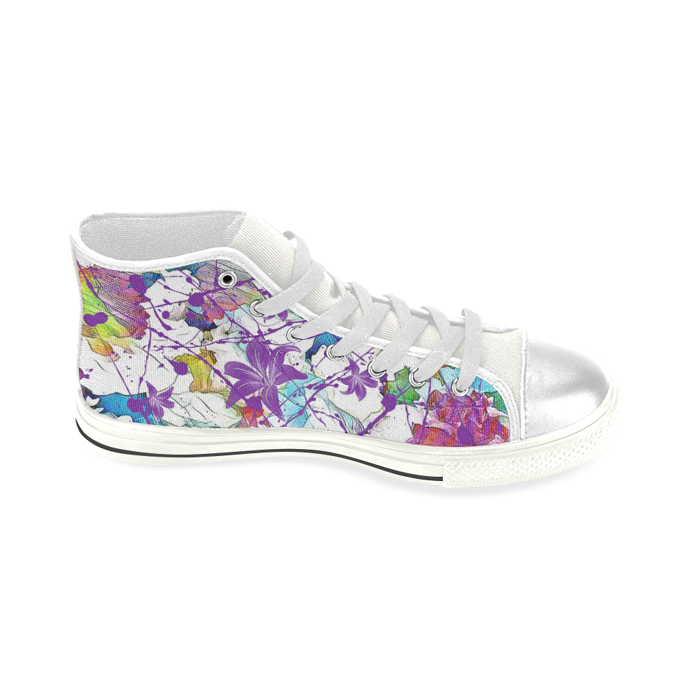 Lilac Lillis Abtract Splash Women's Classic High Top Canvas Shoes (Model 017)