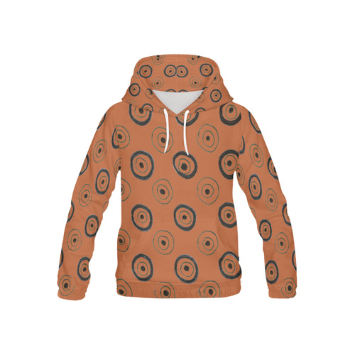 Kids artistic hoodie : BROWN WITH CIRCLES All Over Print Hoodie for Kid (USA Size) (Model H13)