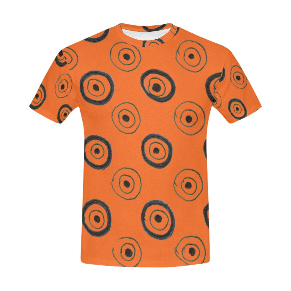 Designers orange t-shirt with Circles All Over Print T-Shirt for Men (USA Size) (Model T40)