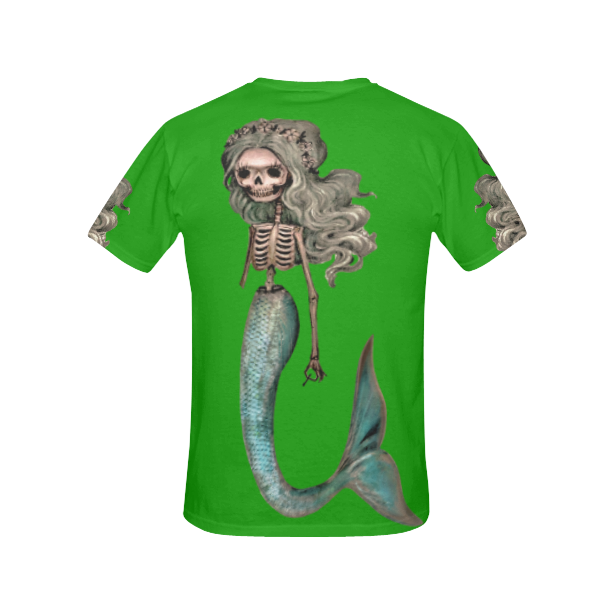 Creepy Carla skeleton mermaid green All Over Print T-Shirt for Women (USA Size) (Model T40)