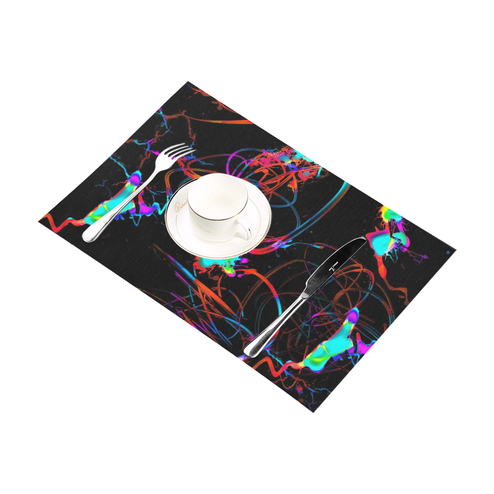 abstract Neon Fun 13 by JamColors Placemat 12’’ x 18’’ (Set of 2)