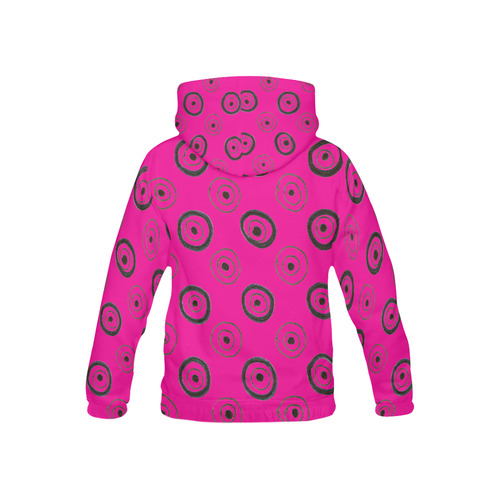 Kids artistic hoodie : Pink with black circles All Over Print Hoodie for Kid (USA Size) (Model H13)