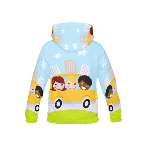 Kids designers hoodie with KIDS IN BUS All Over Print Hoodie for Kid (USA Size) (Model H13)