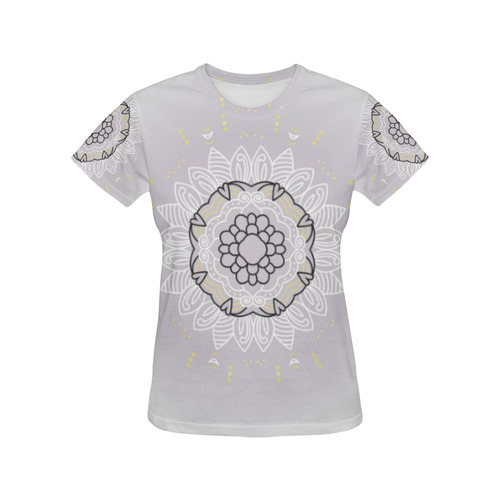 Designers t-shirt Grey with Mandala art All Over Print T-Shirt for Women (USA Size) (Model T40)