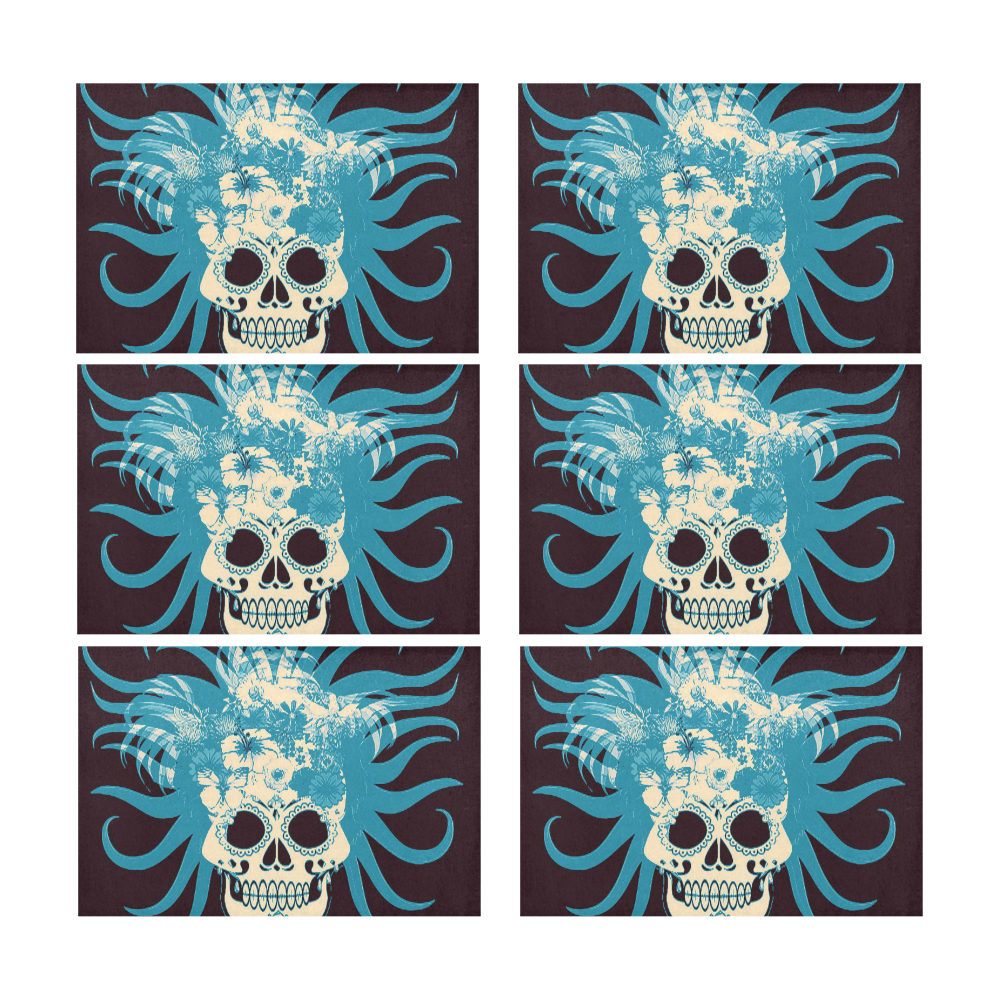 hippie skull C by JamColors Placemat 12’’ x 18’’ (Set of 6)