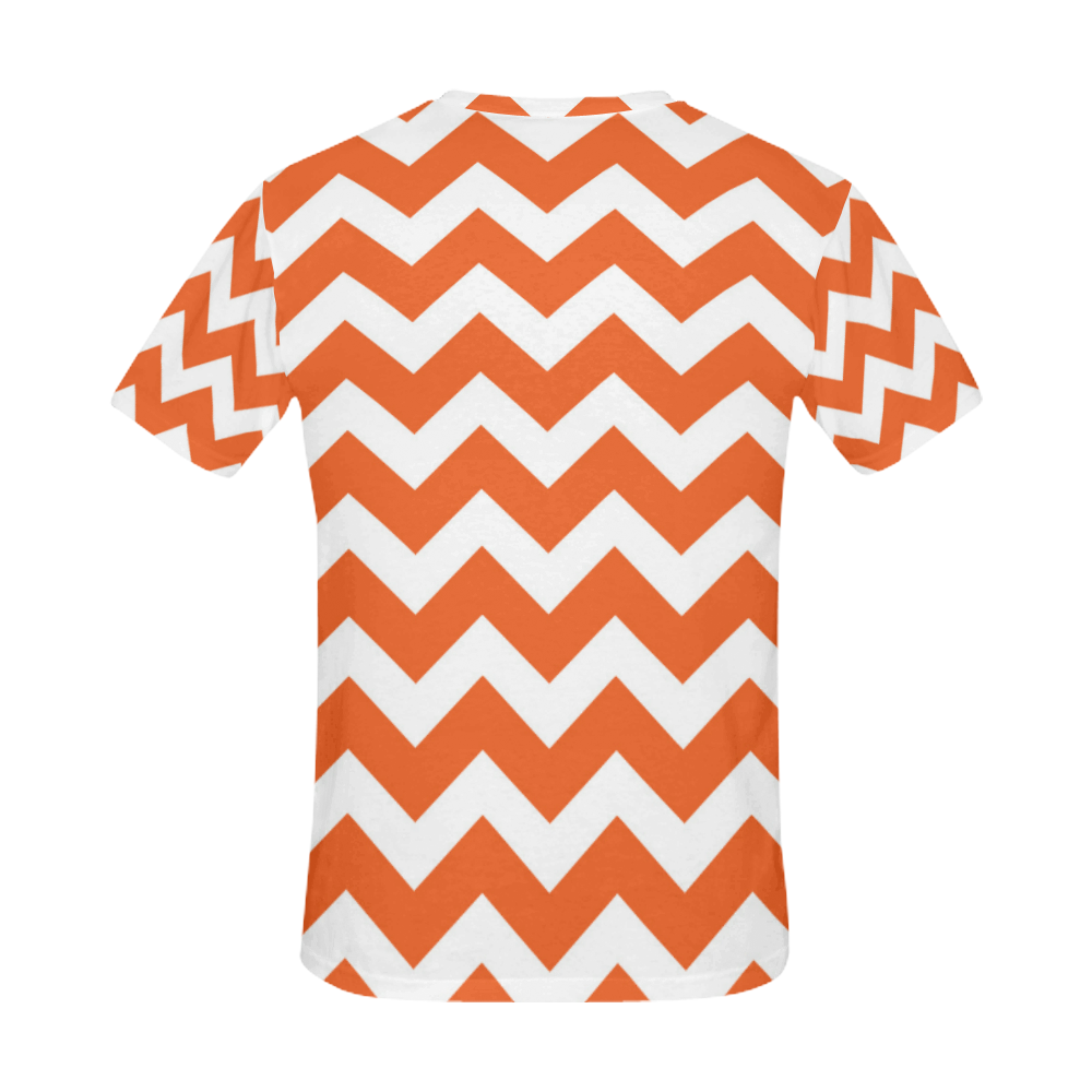 Designers t-shirt : ZIG ZAG STRIPES / grey, orange All Over Print T-Shirt for Men (USA Size) (Model T40)