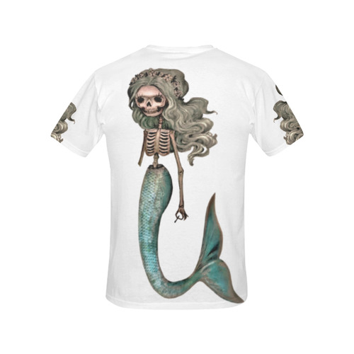 Creepy Carla skeleton mermaid All Over Print T-Shirt for Women (USA Size) (Model T40)