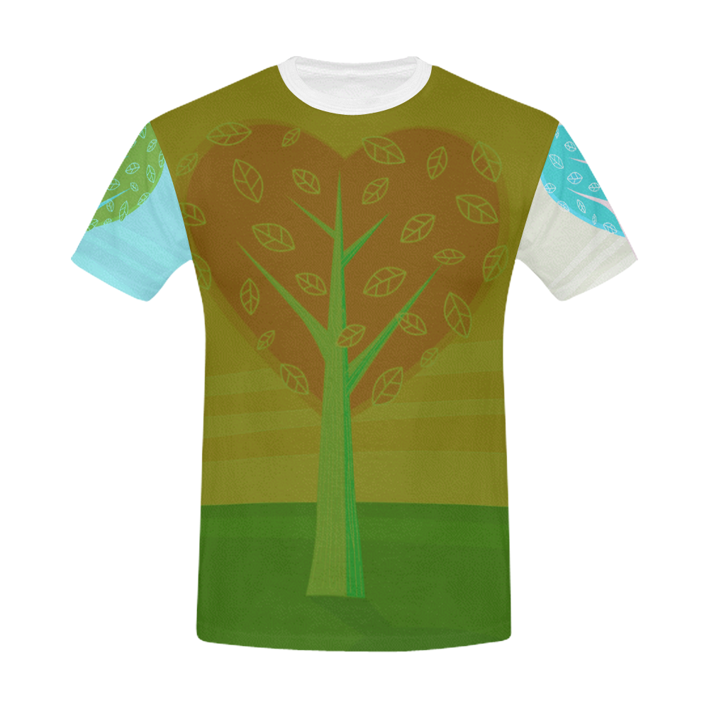 Designers t-shirt with Floral artistic tree / brown, green All Over Print T-Shirt for Men (USA Size) (Model T40)