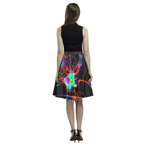 abstract Neon Fun 13 by JamColors Melete Pleated Midi Skirt (Model D15)