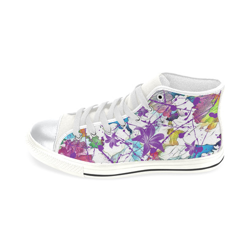 Lilac Lillis Abtract Splash High Top Canvas Women's Shoes/Large Size (Model 017)