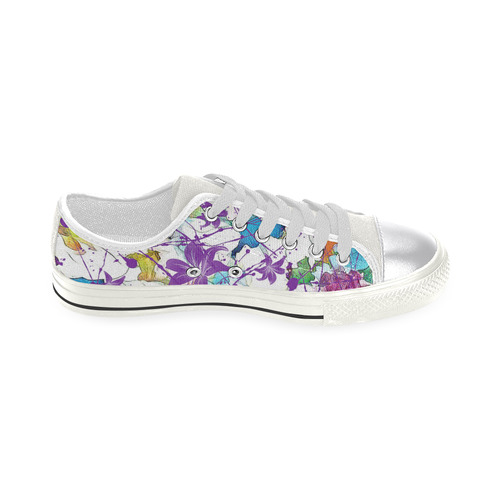 Lilac Lillis Abtract Splash Canvas Women's Shoes/Large Size (Model 018)