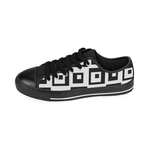 Black & White Cubes Men's Classic Canvas Shoes (Model 018)