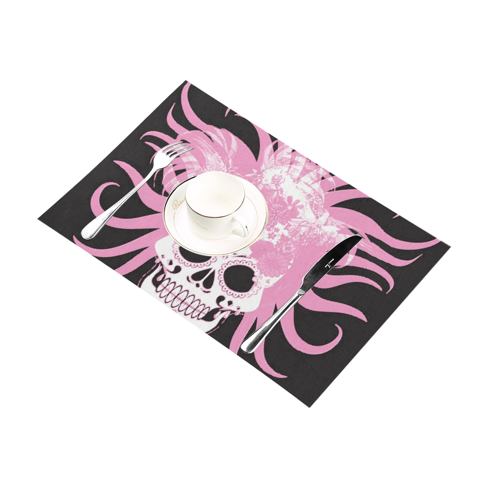 hippie skull D by JamColors Placemat 12’’ x 18’’ (Set of 2)