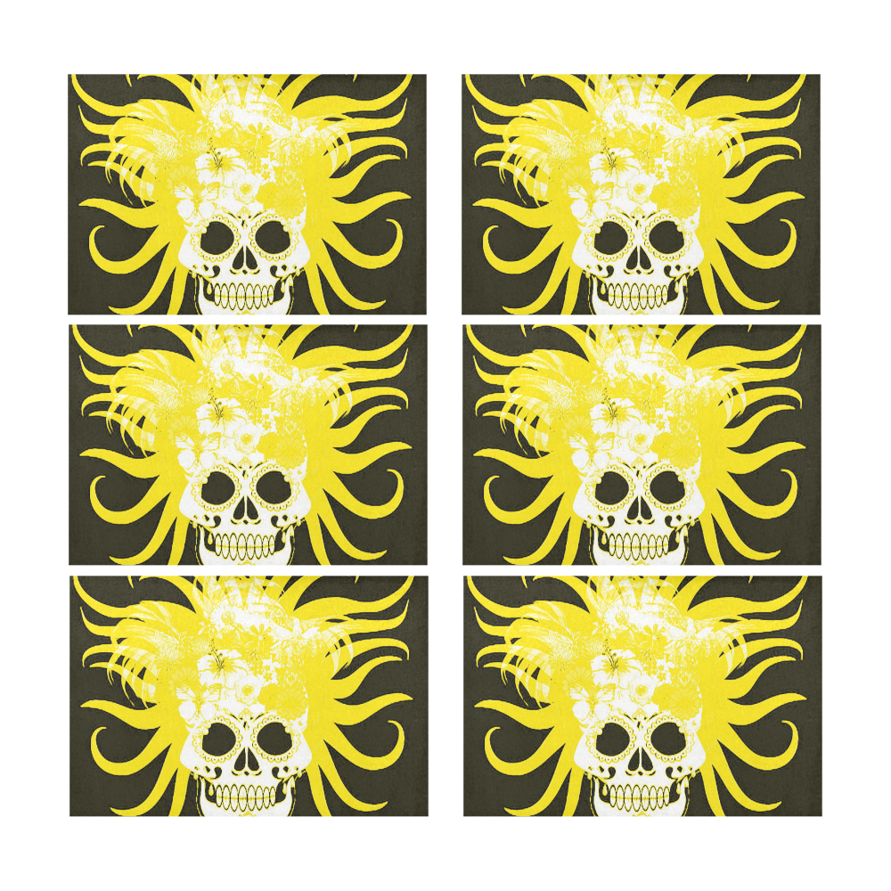 hippie skull G by JamColors Placemat 12’’ x 18’’ (Set of 6)