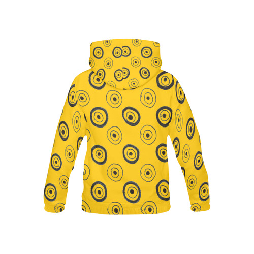 Kids artistic hoodie : yellow, black Circles. Design shop. All Over Print Hoodie for Kid (USA Size) (Model H13)