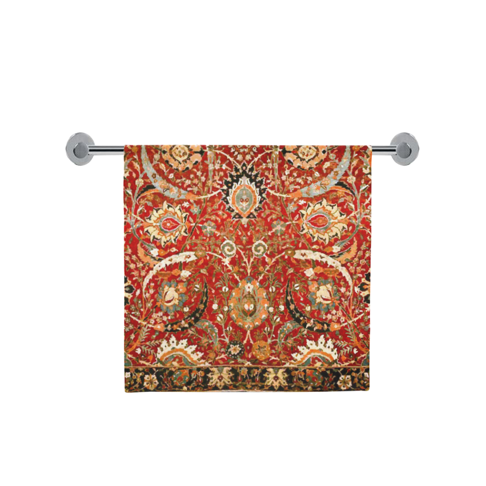 Vintage Red Floral Persian Rug Bath Towel 30"x56"