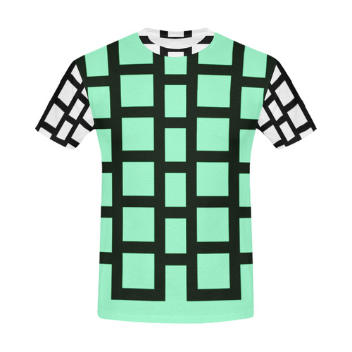 Designers t-shirt with DESIGN BLOCKS / cyan, black All Over Print T-Shirt for Men (USA Size) (Model T40)