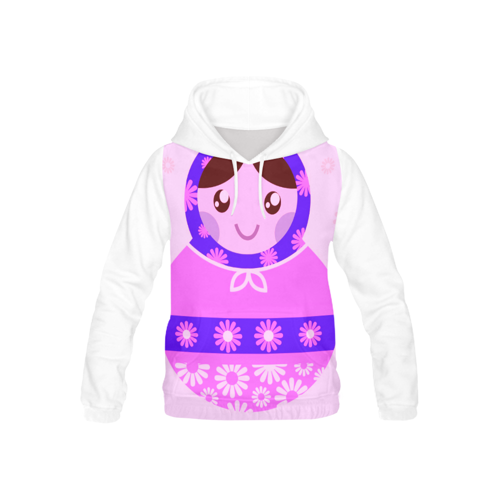 Kids all over Print hoodie  :  Matroshka pink All Over Print Hoodie for Kid (USA Size) (Model H13)