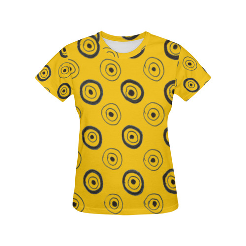Women all over Print t-shirt yellow with Dots All Over Print T-Shirt for Women (USA Size) (Model T40)