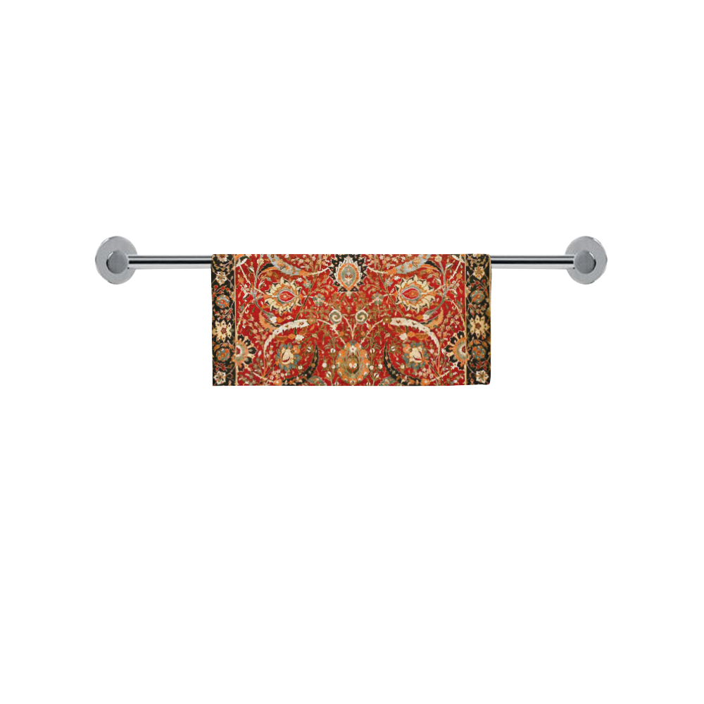 Vintage Red Floral Persian Rug Square Towel 13“x13”