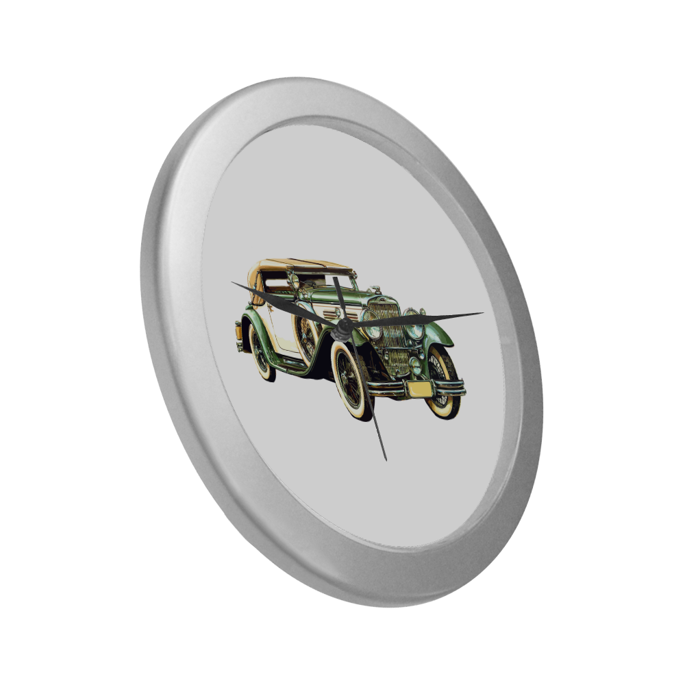 old-car Silver Color Wall Clock