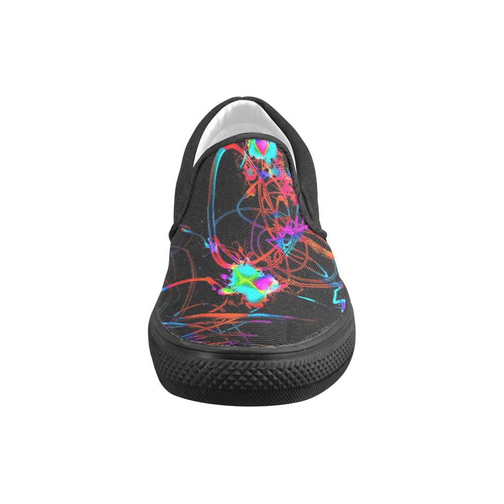 abstract Neon Fun 13 by JamColors Women's Unusual Slip-on Canvas Shoes (Model 019)