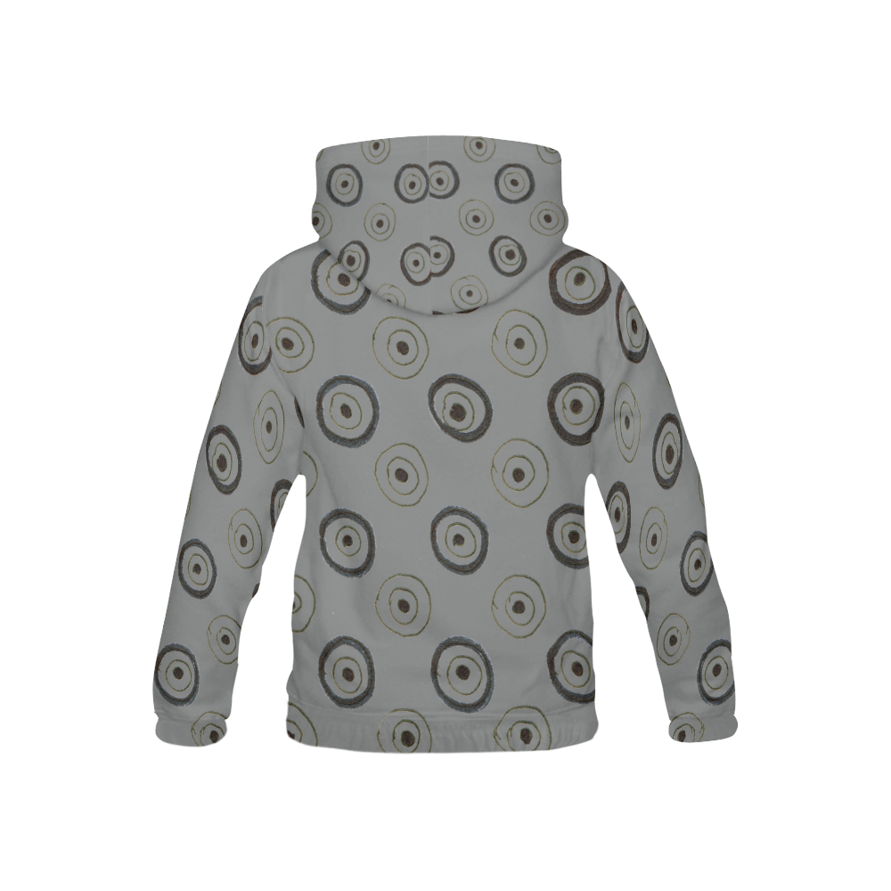 Kids hoodie with Circles / black, grey All Over Print Hoodie for Kid (USA Size) (Model H13)
