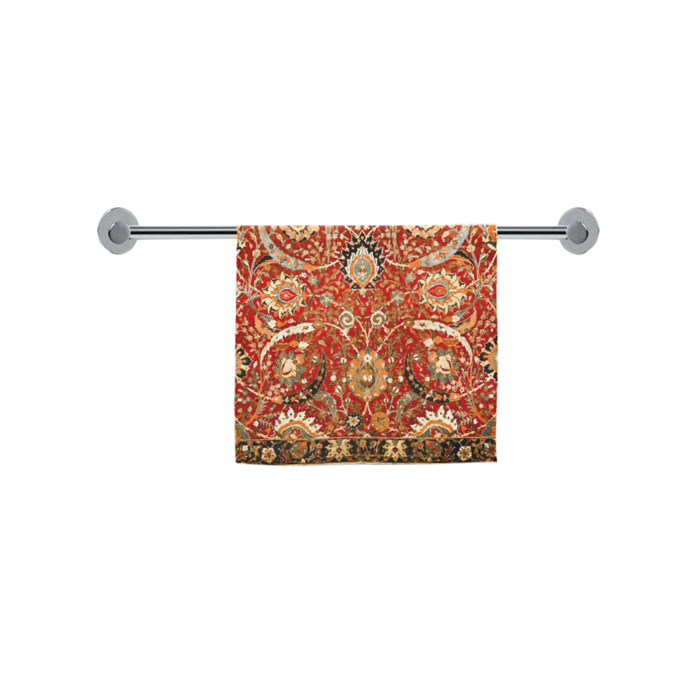 Vintage Red Floral Persian Rug Custom Towel 16"x28"