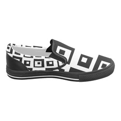 Black & White Cubes Men's Slip-on Canvas Shoes (Model 019)