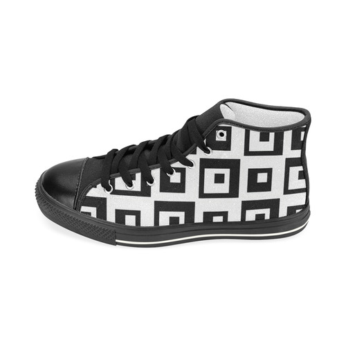 Black & White Cubes Men’s Classic High Top Canvas Shoes (Model 017)