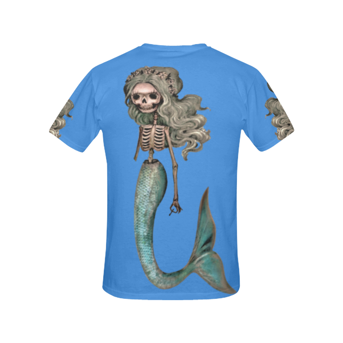 Creepy Carla skeleton mermaid blue All Over Print T-Shirt for Women (USA Size) (Model T40)