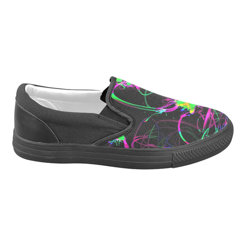 abstract Neon Fun 12 by JamColors Women's Unusual Slip-on Canvas Shoes (Model 019)