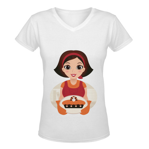 Designers t-shirt : MOM with Cookie Women's Deep V-neck T-shirt (Model T19)