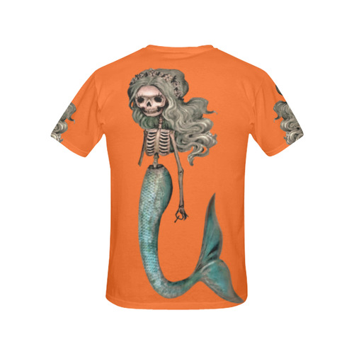 Creepy Carla skeleton mermaid orange All Over Print T-Shirt for Women (USA Size) (Model T40)