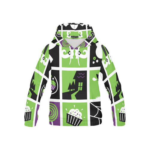 Kids artistic hoodie : green, black Vintage edition. Design kids shop. All Over Print Hoodie for Kid (USA Size) (Model H13)