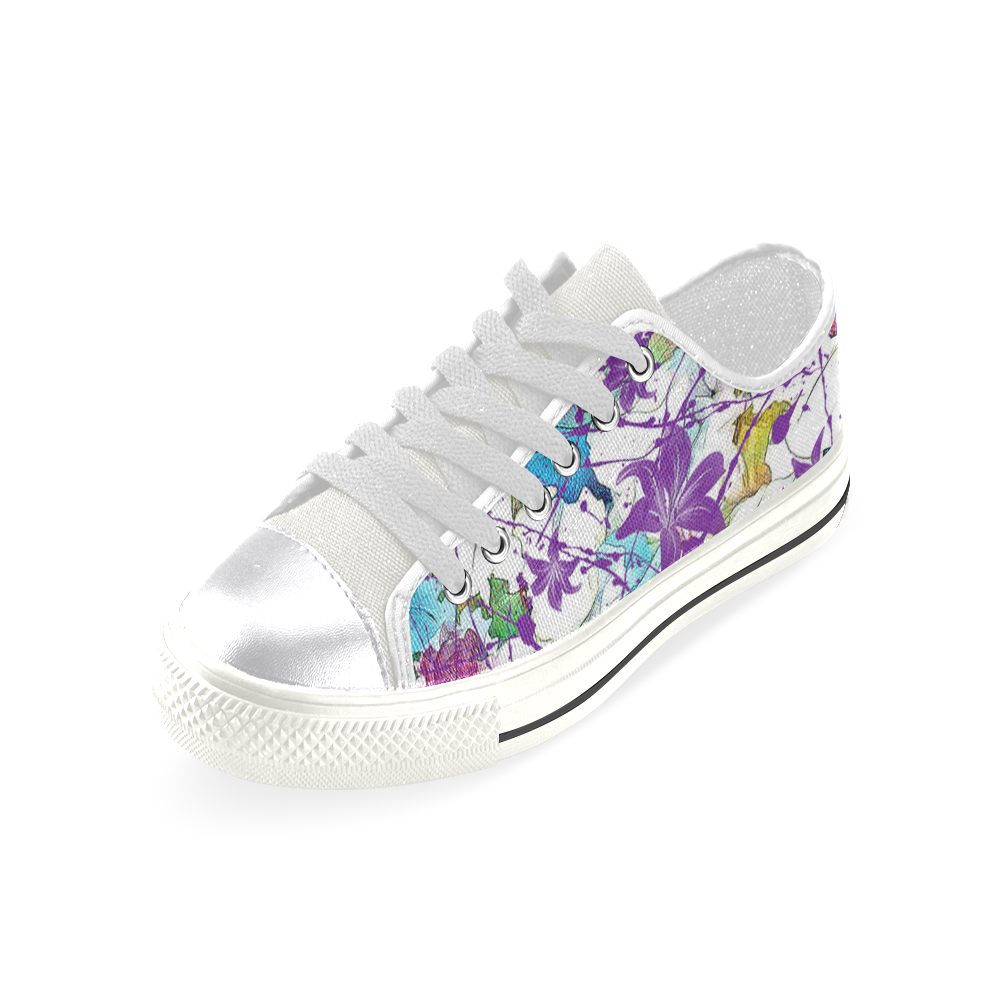 Lilac Lillis Abtract Splash Canvas Women's Shoes/Large Size (Model 018)