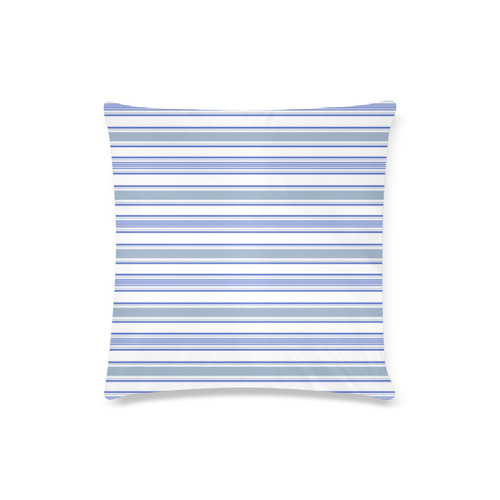 STRIPES BLUE-WHITE Custom Zippered Pillow Case 16"x16"(Twin Sides)
