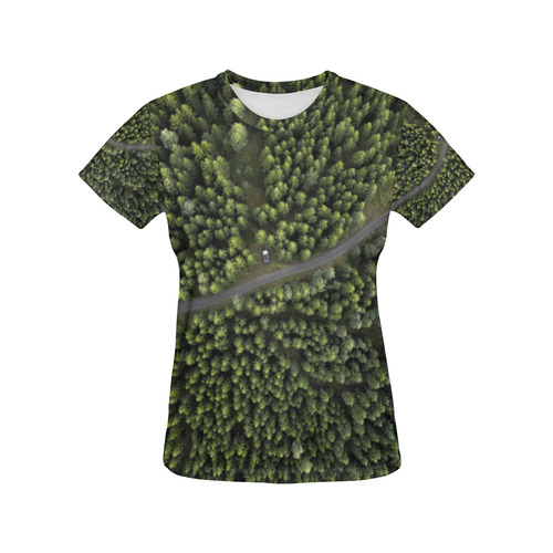 Ladies t-shirt : nordic forest green All Over Print T-Shirt for Women (USA Size) (Model T40)